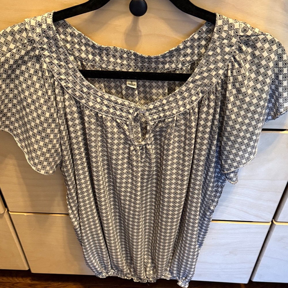 Studio Black and White Geometric Blouse